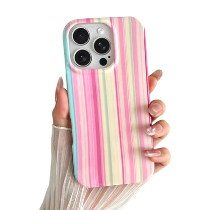 Yeddabox for iPhone 16 Pro Case Cute Striped Phone Case Soft TPU Slim Shockproof Phone Cover for Women Girls, Pink and Yellow