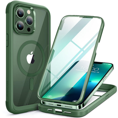 Miracase Magnetic for iPhone 15 Pro Max Case 6.7'' [Compatible with Magsafe] Full-Body Drop Proof Bumper Phone Case for iPhone 15 Pro Max with Built-in 9H Tempered Glass Screen Protector,Black