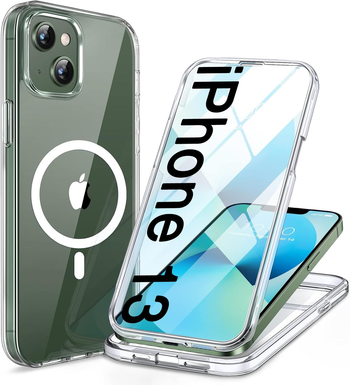 Miracase Magnetic for iPhone 15 Pro Max Case 6.7'' [Compatible with Magsafe] Full-Body Drop Proof Bumper Phone Case for iPhone 15 Pro Max with Built-in 9H Tempered Glass Screen Protector,Black