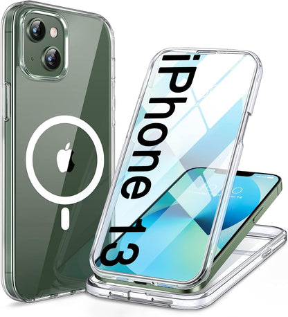 Miracase Magnetic for iPhone 15 Pro Max Case 6.7'' [Compatible with Magsafe] Full-Body Drop Proof Bumper Phone Case for iPhone 15 Pro Max with Built-in 9H Tempered Glass Screen Protector,Black
