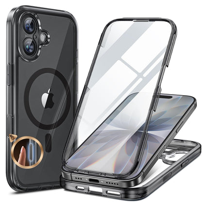 Miracase Magnetic for iPhone 15 Pro Max Case 6.7'' [Compatible with Magsafe] Full-Body Drop Proof Bumper Phone Case for iPhone 15 Pro Max with Built-in 9H Tempered Glass Screen Protector,Black