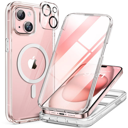 Miracase Magnetic for iPhone 15 Pro Max Case 6.7'' [Compatible with Magsafe] Full-Body Drop Proof Bumper Phone Case for iPhone 15 Pro Max with Built-in 9H Tempered Glass Screen Protector,Black