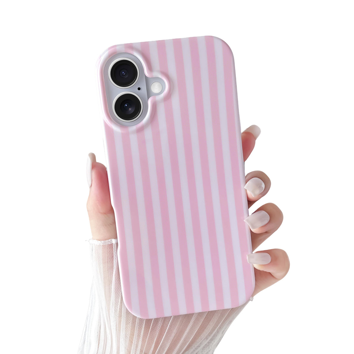 Yeddabox for iPhone 16 Pro Case Cute Striped Phone Case Soft TPU Slim Shockproof Phone Cover for Women Girls, Pink and Yellow