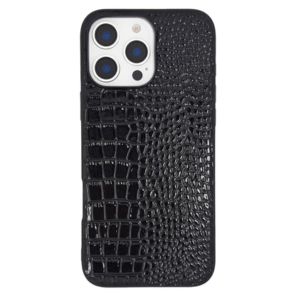 Compatible with iPhone 16 Pro Max Case for Women, Crocodile Synthetic Patent Leather Cover, Classic Fashion for iPhone16 Pro Max 2024 6.9 Inch - Black