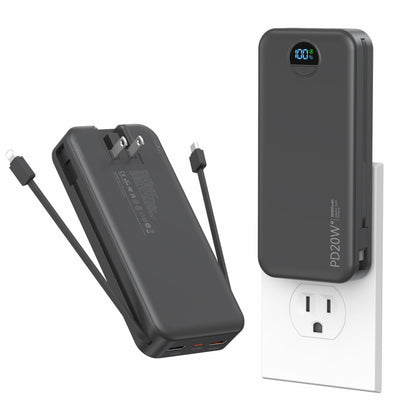 Ffnpua Portable Charger Power Bank 20000mAh PD20W w/Built-in Cables