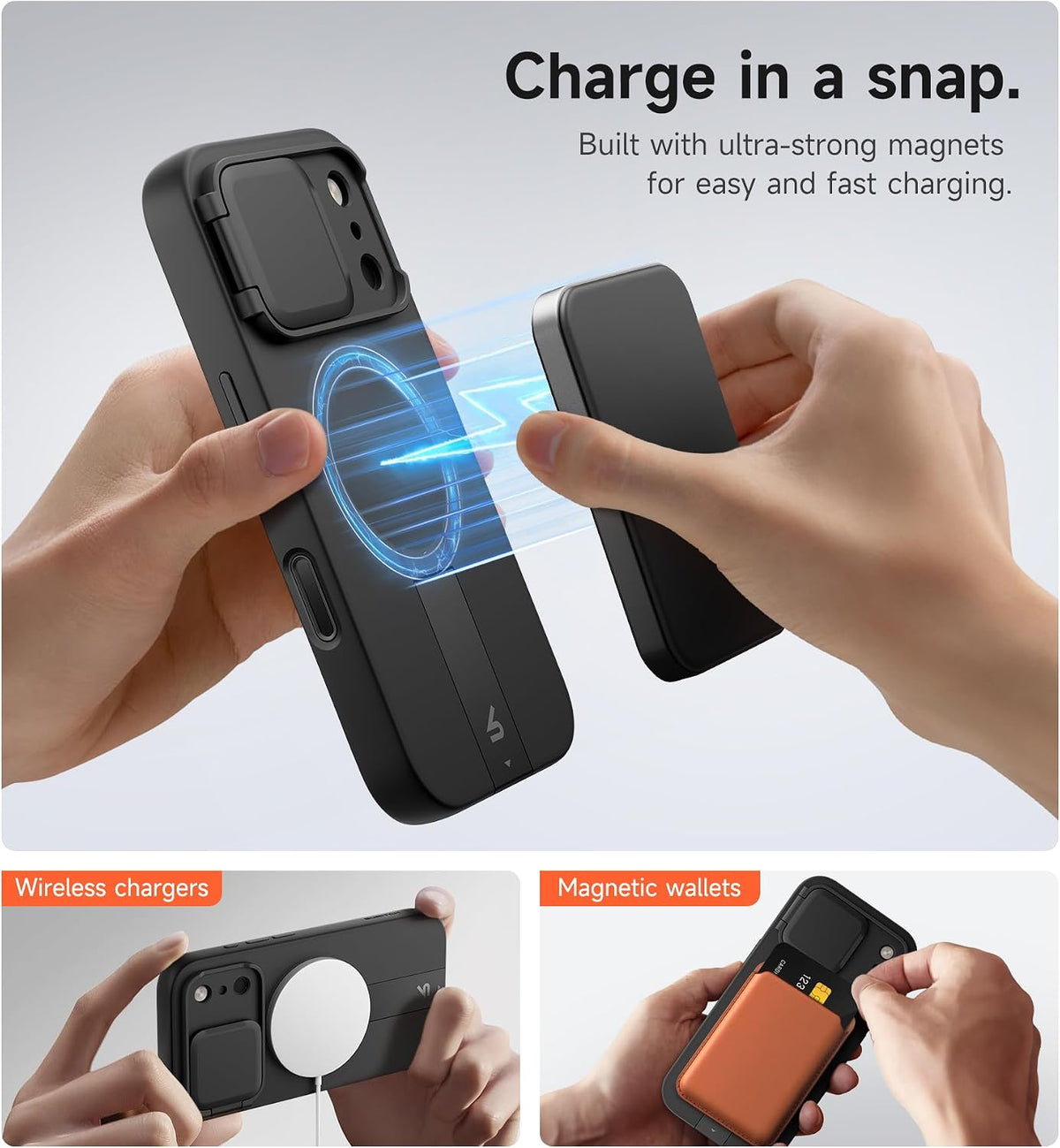 SURITCH for iPhone 17 Pro Max Case with Camera Control Cover, Camera Cover and Adjustable Kickstand, Compatible with MagSafe, Shockproof Bumper Protective Cases 6.9 Inch, Black