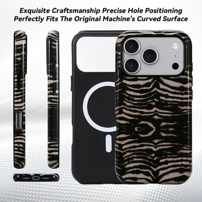 for iPhone 17 ProMax/18 ProMax Case - Wireless Charging for MagSafe, Dual-Layer Design (Outer Hard PC Shell + Inner Soft TPU Shell), Unisex Shockproof Protective Case - Tiger Stripe Pattern.