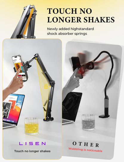 LISEN Cell Phone Holder for Bed Desk, Overhead Phone Mount iPhone Recording