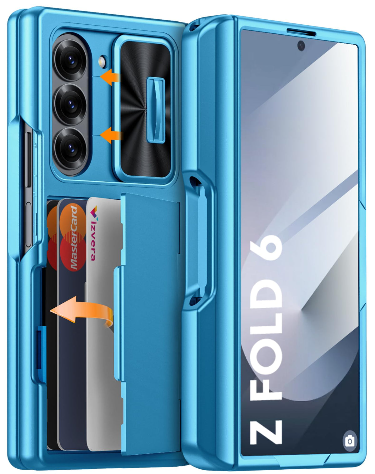 Vizvera for Samsung Galaxy Z Fold 7 Case RFID Wallet with Cards Holder [Hinge Cover] [Camera Cover] Shockproof Silicone Protective Phone Case for Z Fold 7 2025-Black