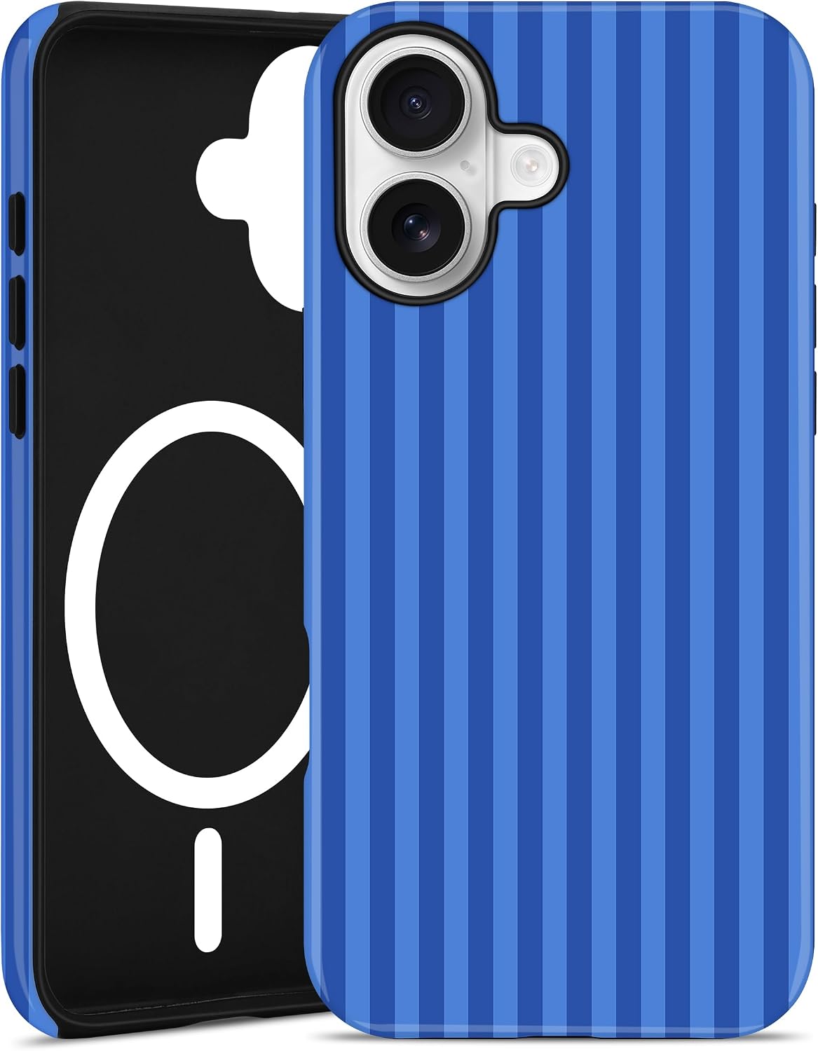 Magnetic Striped Phone Case for iPhone 17, Navy Blue