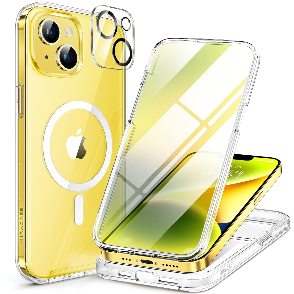 Miracase Magnetic for iPhone 15 Pro Max Case 6.7'' [Compatible with Magsafe] Full-Body Drop Proof Bumper Phone Case for iPhone 15 Pro Max with Built-in 9H Tempered Glass Screen Protector,Black
