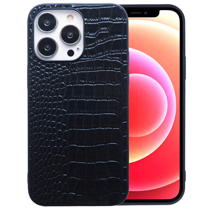 Compatible with iPhone 16 Pro Max Case for Women, Crocodile Synthetic Patent Leather Cover, Classic Fashion for iPhone16 Pro Max 2024 6.9 Inch - Black