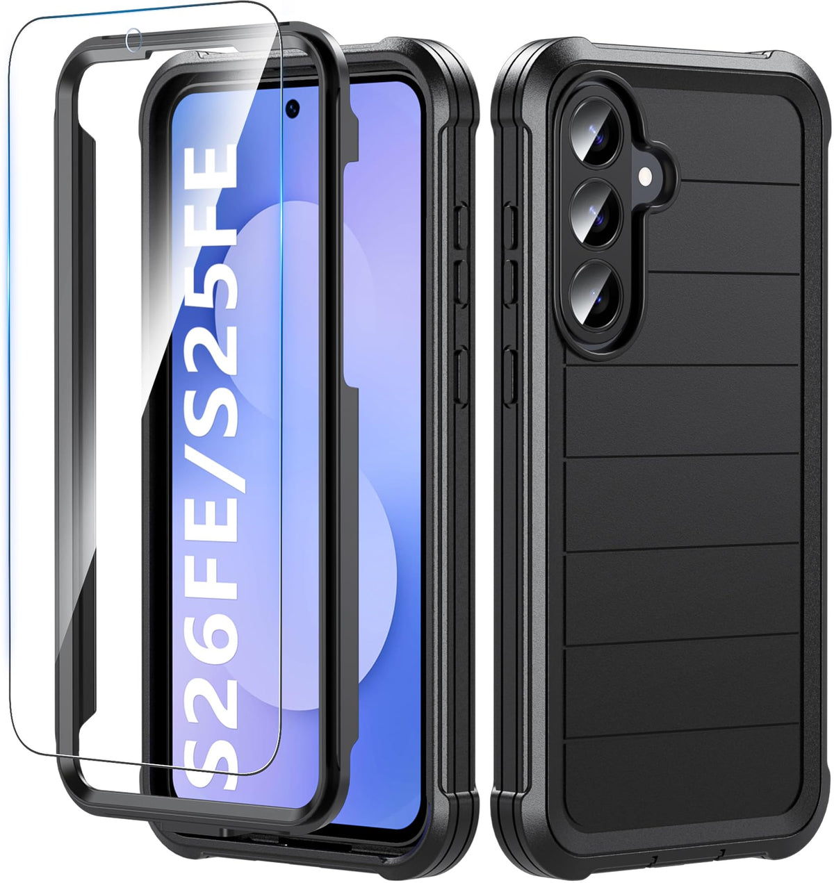 Hensinple for Samsung Galaxy A17 5G Phone Case with Screen Protector, Heavy Duty Military Shockproof Full Body Durable TPU Protective Cover Case for Samsung A17 5G (Black)
