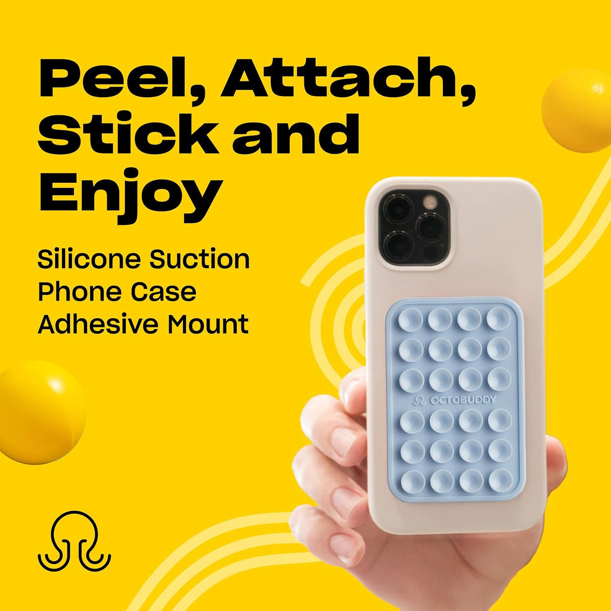 OCTOBUDDY Classic - Silicone Suction Phone Case Adhesive Mount, Baby Blue