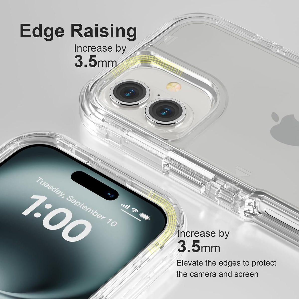 Follaroma for iPhone 16 Plus Case, Shockproof, Crystal Clear