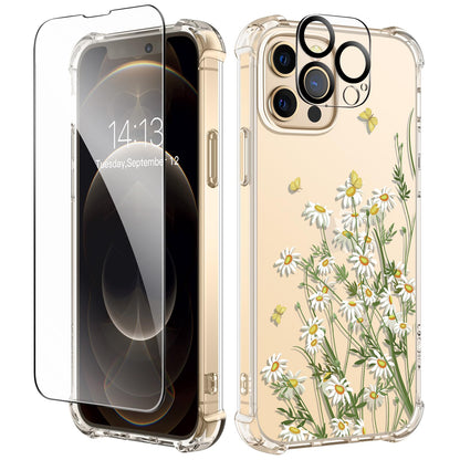GVIEWIN for iPhone 14 Case Floral, Screen Protector & Camera Lens Protector