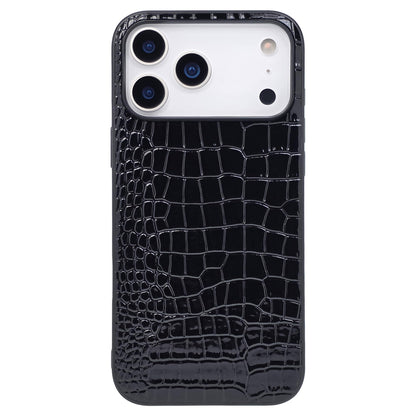 Compatible with iPhone 16 Pro Max Case for Women, Crocodile Synthetic Patent Leather Cover, Classic Fashion for iPhone16 Pro Max 2024 6.9 Inch - Black