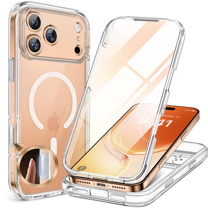 Miracase Magnetic for iPhone 15 Pro Max Case 6.7'' [Compatible with Magsafe] Full-Body Drop Proof Bumper Phone Case for iPhone 15 Pro Max with Built-in 9H Tempered Glass Screen Protector,Black