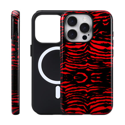 for iPhone 17 ProMax/18 ProMax Case - Wireless Charging for MagSafe, Dual-Layer Design (Outer Hard PC Shell + Inner Soft TPU Shell), Unisex Shockproof Protective Case - Tiger Stripe Pattern.