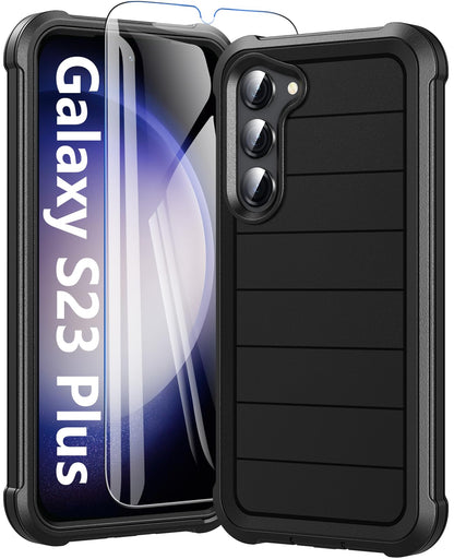 Hensinple for Samsung Galaxy A37 5G Phone Case with Screen Protector, Heavy Duty Military Shockproof Full Body Durable TPU Protective Cover Case for Samsung A37 5G (Black)
