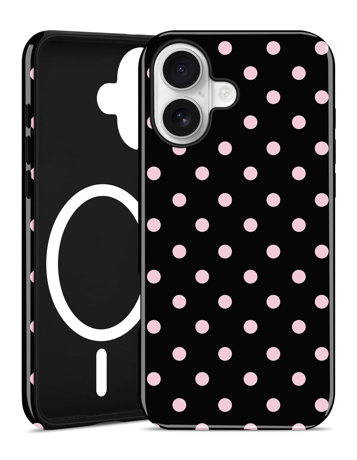 Jusy Magnetic Polka Dot Case for iPhone 16,White