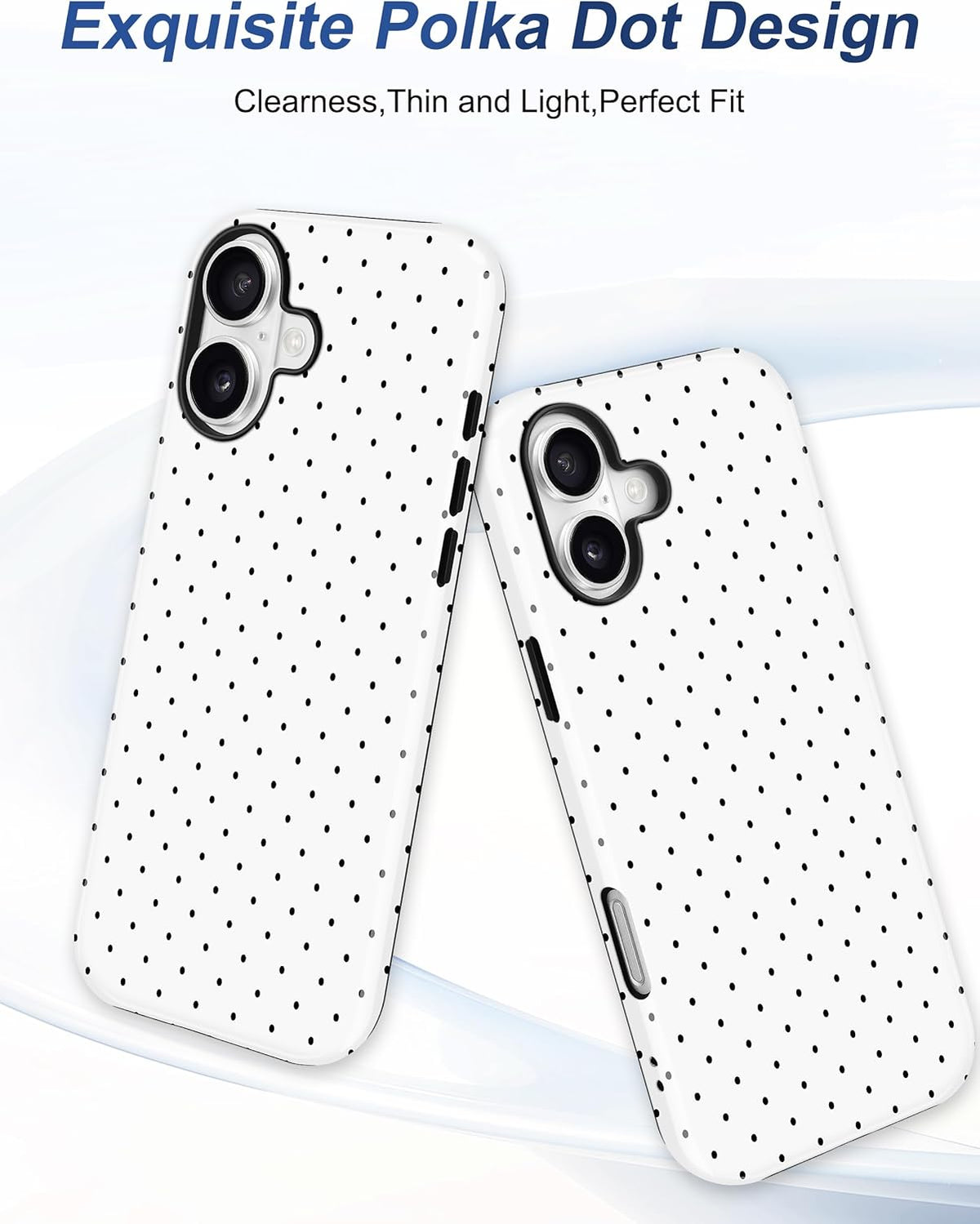 Jusy Magnetic Polka Dot Case for iPhone 16,White