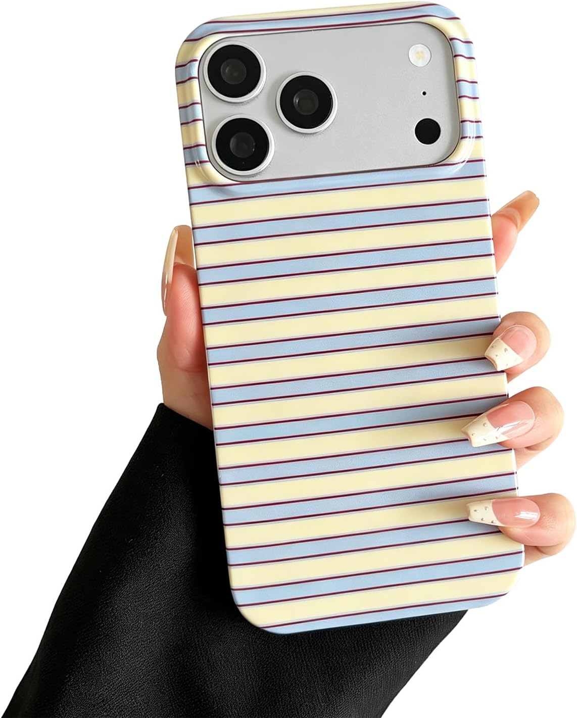 for iPhone 18 Pro Max Case / 17 Pro Max Case Striped, Blue Yellow