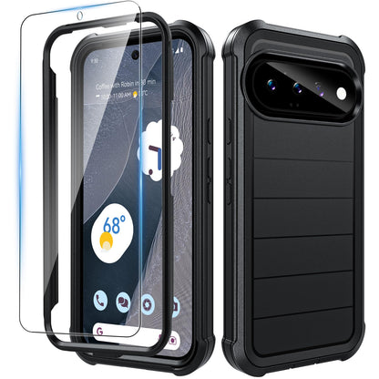 Hensinple for Samsung Galaxy A37 5G Phone Case with Screen Protector, Heavy Duty Military Shockproof Full Body Durable TPU Protective Cover Case for Samsung A37 5G (Black)