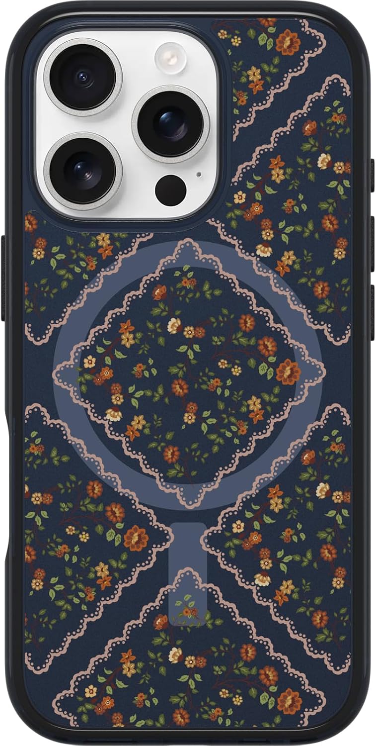 OtterBox iPhone 16 Pro Symmetry Series Clear Case - Floral Romance Blue