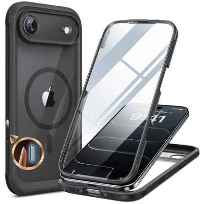 Miracase Magnetic for iPhone 15 Pro Max Case 6.7'' [Compatible with Magsafe] Full-Body Drop Proof Bumper Phone Case for iPhone 15 Pro Max with Built-in 9H Tempered Glass Screen Protector,Black