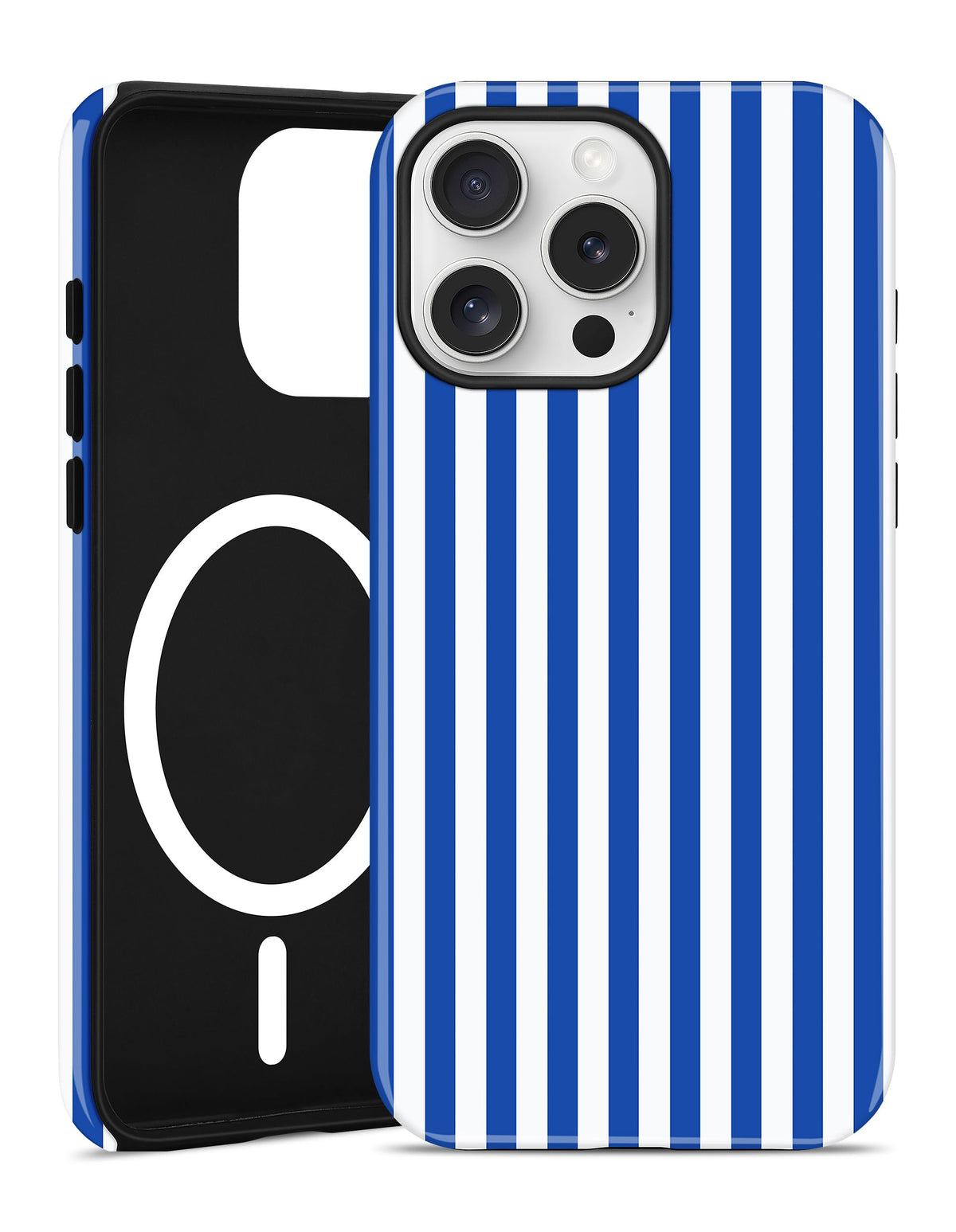 Magnetic Striped Phone Case for iPhone 17, Navy Blue