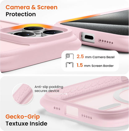 ORNARTO Magnetic for iPhone 15 Pro Max Case, Translucent Matte, Chalk Pink