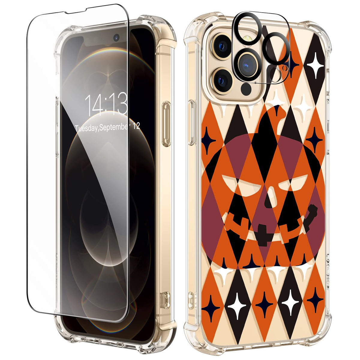 GVIEWIN for iPhone 14 Case Floral, Screen Protector & Camera Lens Protector