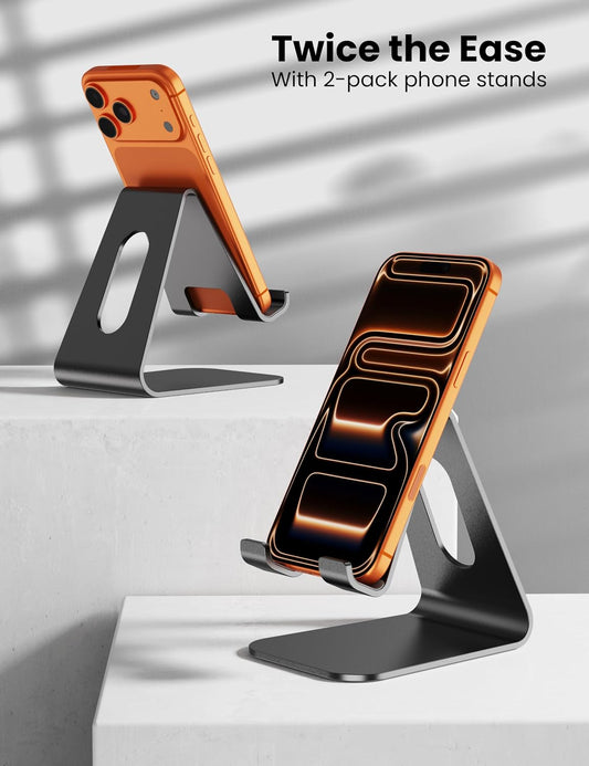 2Pack Phone Stand, Simple Cellphone Holder for Desk, Desk Phone Stand,Black