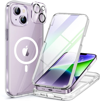 Miracase Magnetic for iPhone 15 Pro Max Case 6.7'' [Compatible with Magsafe] Full-Body Drop Proof Bumper Phone Case for iPhone 15 Pro Max with Built-in 9H Tempered Glass Screen Protector,Black
