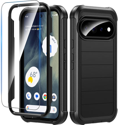 Hensinple for Samsung Galaxy A17 5G Phone Case with Screen Protector, Heavy Duty Military Shockproof Full Body Durable TPU Protective Cover Case for Samsung A17 5G (Black)