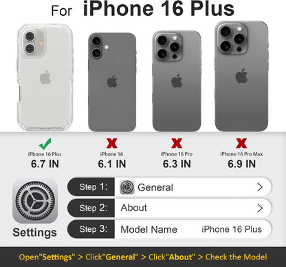Follaroma for iPhone 16 Plus Case, Shockproof, Crystal Clear
