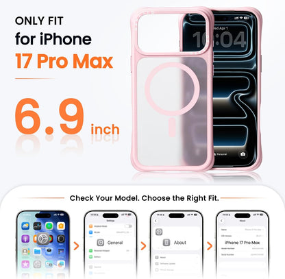 ORNARTO Magnetic for iPhone 17 Pro Max Case, Translucent Matte, Chalk Pink