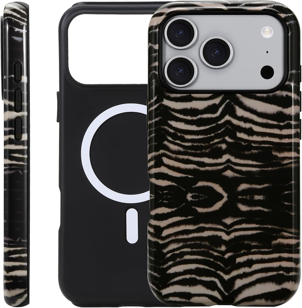 for iPhone 17 ProMax/18 ProMax Case - Wireless Charging for MagSafe, Dual-Layer Design (Outer Hard PC Shell + Inner Soft TPU Shell), Unisex Shockproof Protective Case - Tiger Stripe Pattern.