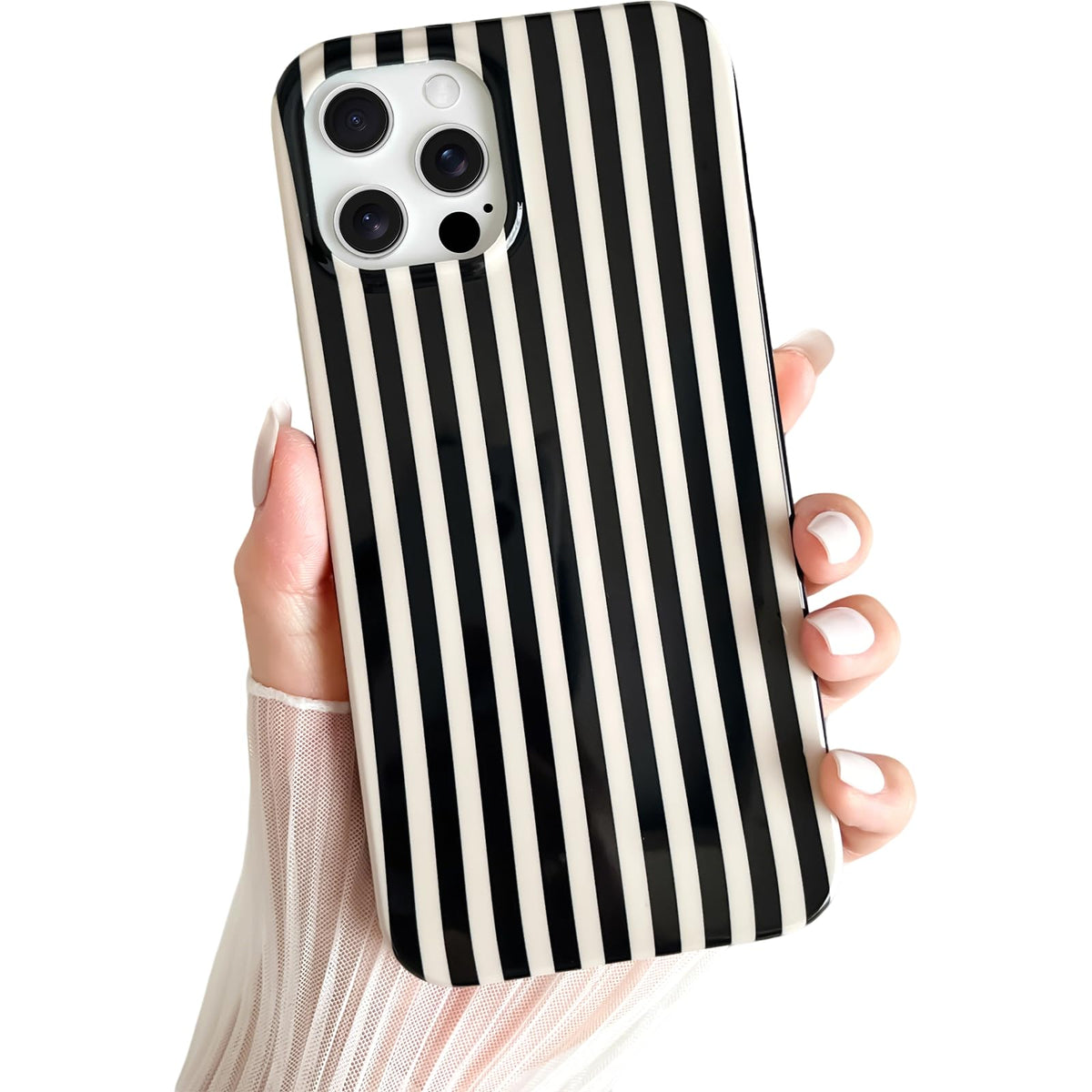 Yeddabox for iPhone 16 Pro Case Cute Striped Phone Case Soft TPU Slim Shockproof Phone Cover for Women Girls, Pink and Yellow