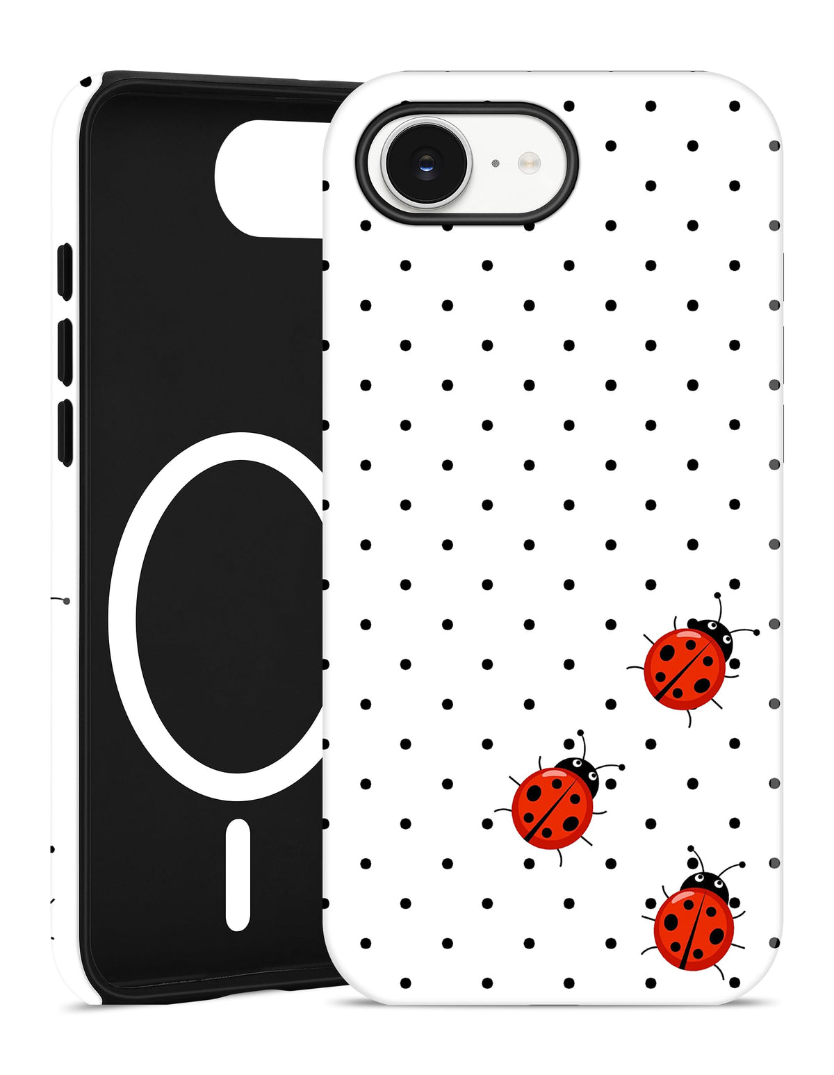 Jusy Magnetic Polka Dot Case for iPhone 16,White