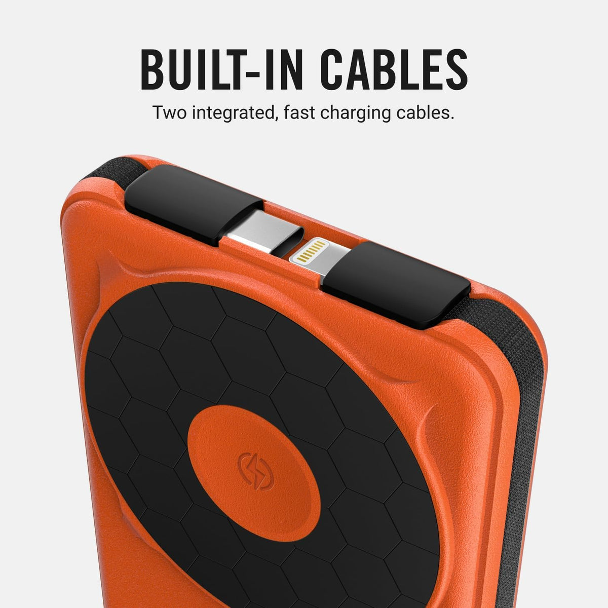 Ridge 20W Magnetic Power Bank Battery Pack 10,000mAh - Fast Charging - Portable Charger Flight-Safe Travel Powerbank - Built-in Cables & Magnetic Attachment (Basecamp Orange)