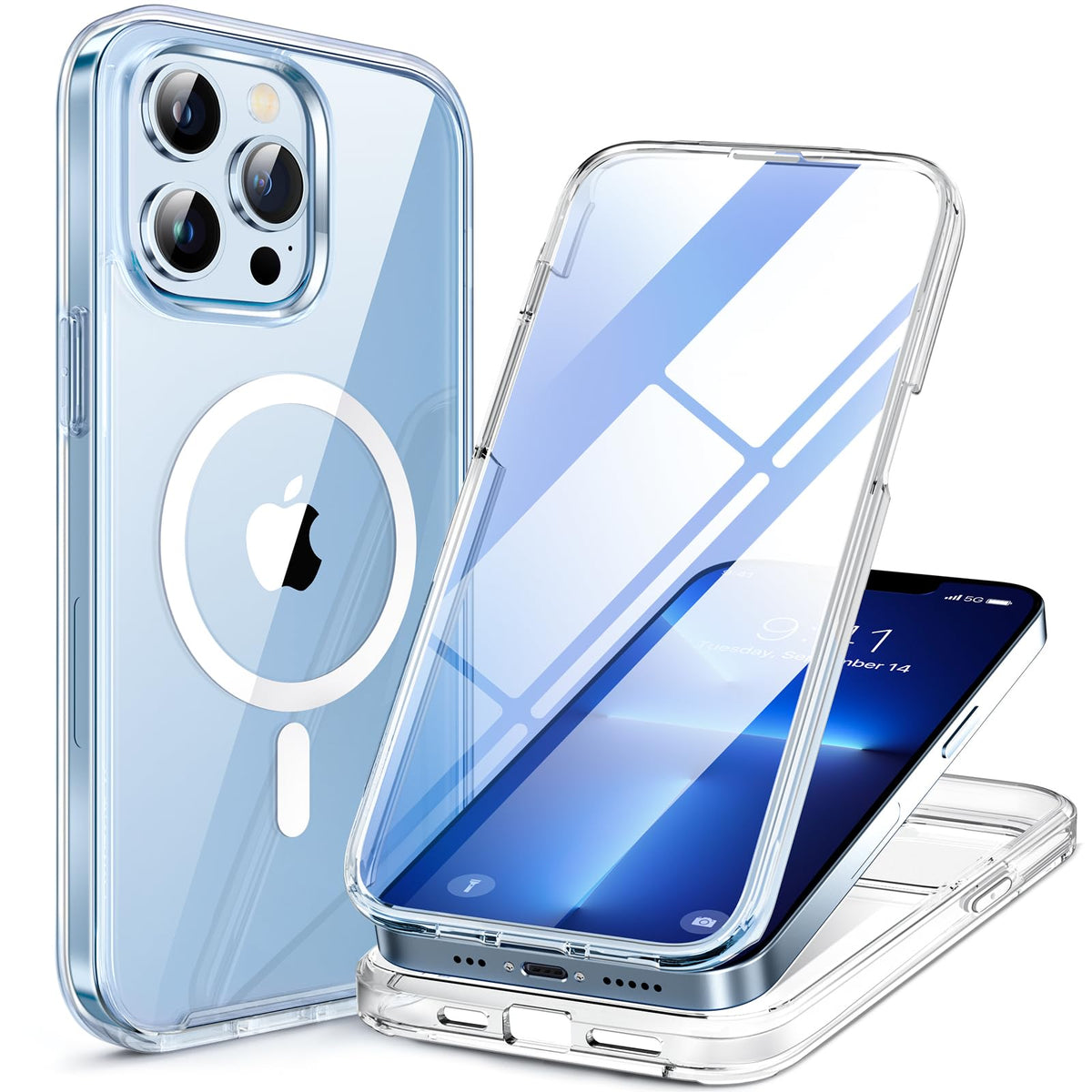 Miracase Magnetic for iPhone 15 Pro Max Case 6.7'' [Compatible with Magsafe] Full-Body Drop Proof Bumper Phone Case for iPhone 15 Pro Max with Built-in 9H Tempered Glass Screen Protector,Black