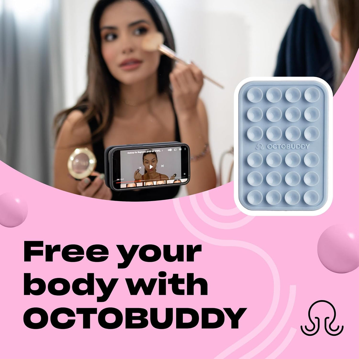 OCTOBUDDY Classic - Silicone Suction Phone Case Adhesive Mount, Baby Blue