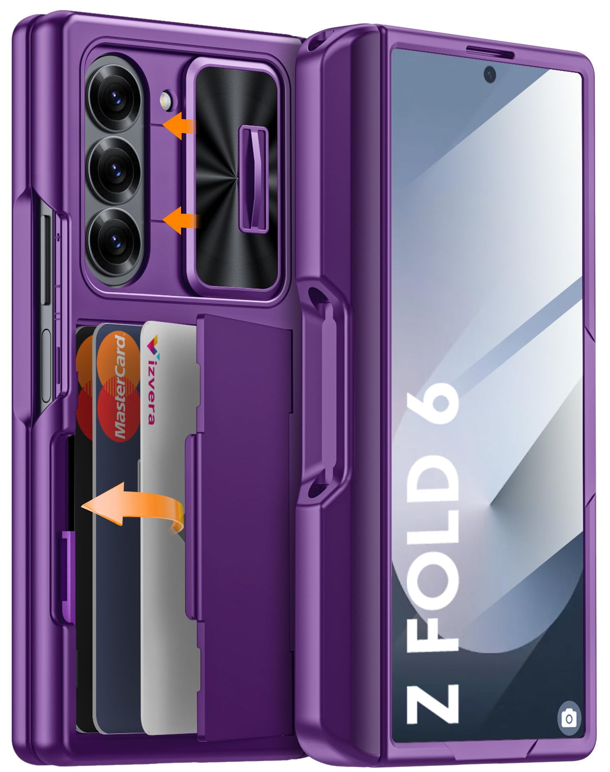 Vizvera for Samsung Galaxy Z Fold 7 Case RFID Wallet with Cards Holder [Hinge Cover] [Camera Cover] Shockproof Silicone Protective Phone Case for Z Fold 7 2025-Black