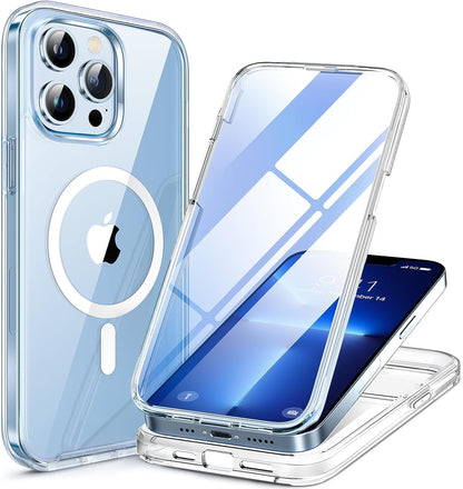 Miracase Magnetic for iPhone 15 Pro Max Case 6.7'' [Compatible with Magsafe] Full-Body Drop Proof Bumper Phone Case for iPhone 15 Pro Max with Built-in 9H Tempered Glass Screen Protector,Black