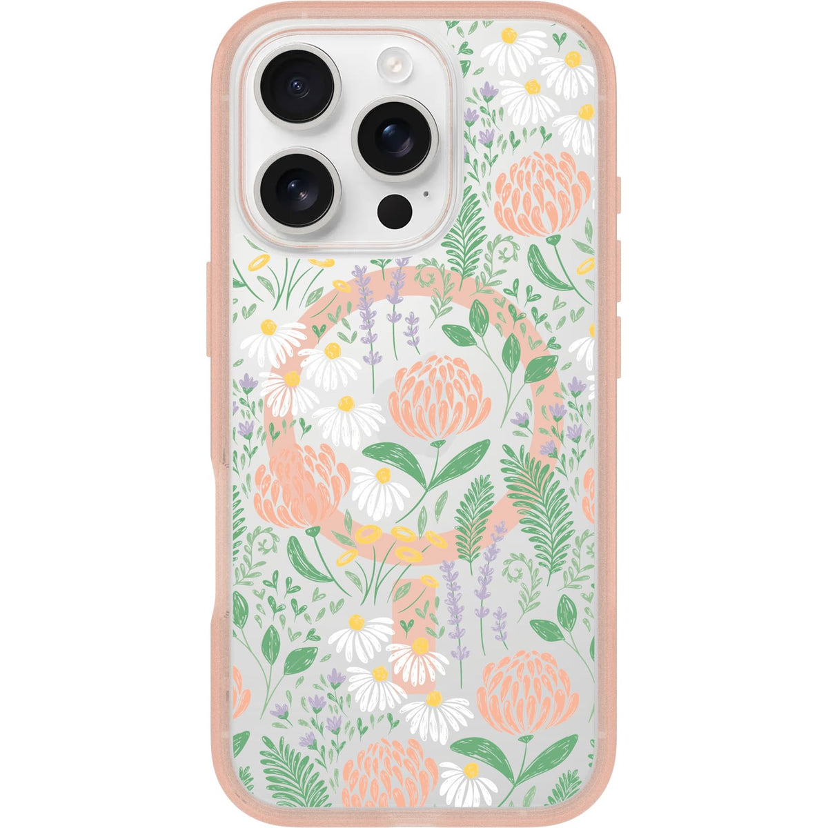OtterBox iPhone 16 Pro Symmetry Series Clear Case - Floral Romance Blue