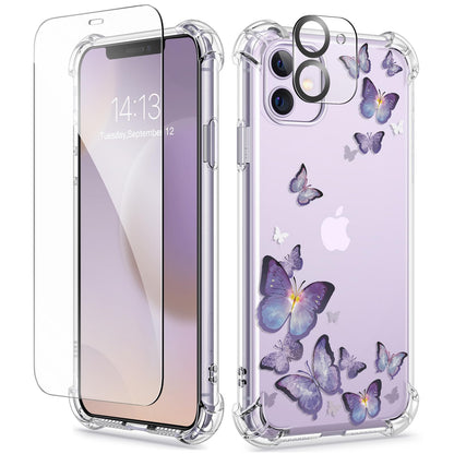 GVIEWIN for iPhone 14 Case Floral, Screen Protector & Camera Lens Protector