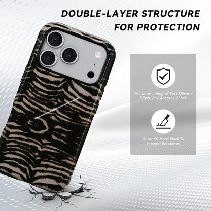 for iPhone 17 ProMax/18 ProMax Case - Wireless Charging for MagSafe, Dual-Layer Design (Outer Hard PC Shell + Inner Soft TPU Shell), Unisex Shockproof Protective Case - Tiger Stripe Pattern.