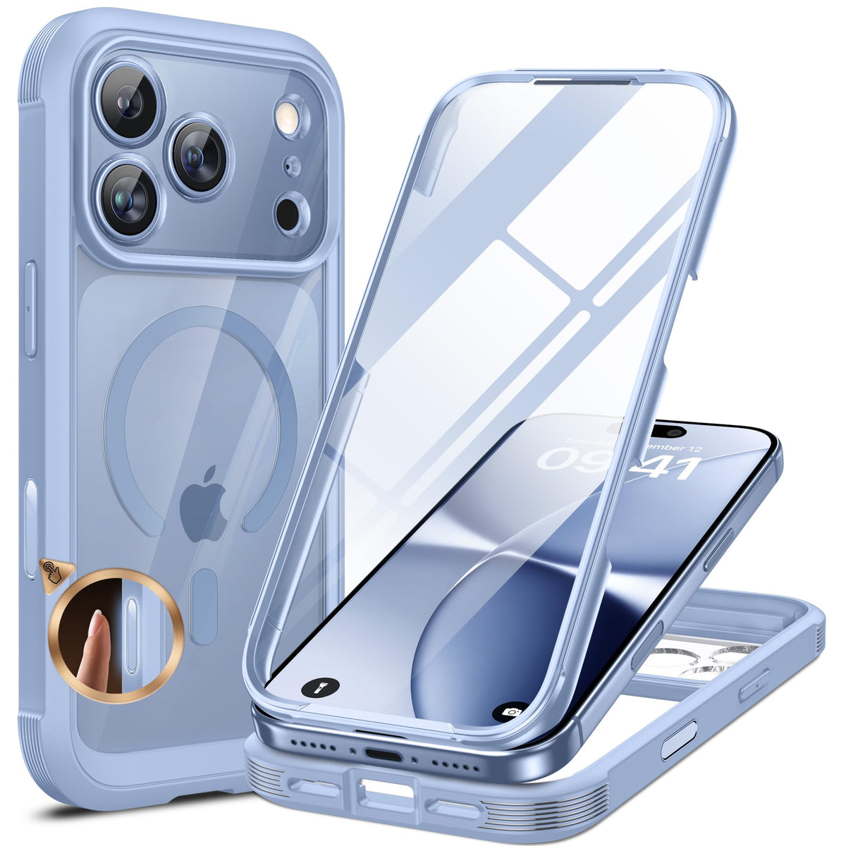 Miracase Magnetic for iPhone 15 Pro Max Case 6.7'' [Compatible with Magsafe] Full-Body Drop Proof Bumper Phone Case for iPhone 15 Pro Max with Built-in 9H Tempered Glass Screen Protector,Black